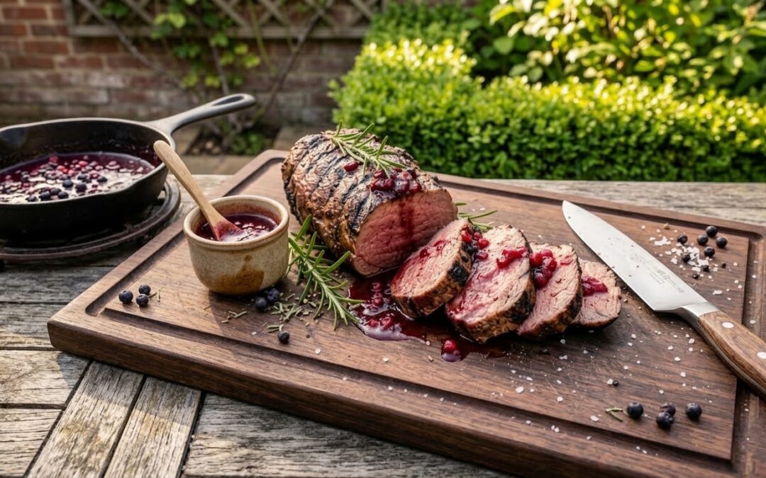 Wildschweinfilet-Grillen mit Preiselbeer-Reduktion
