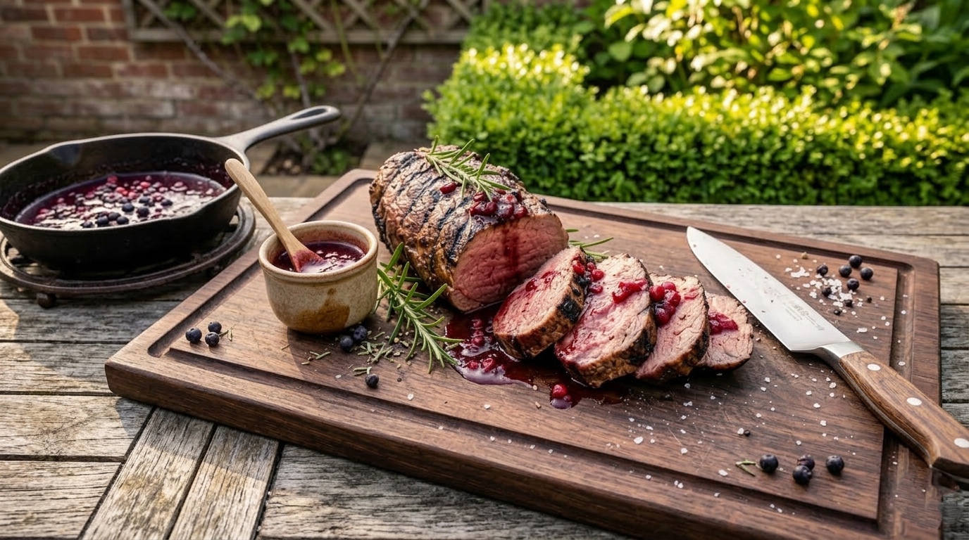 Wildschweinfilet-Grillen mit Preiselbeer-Reduktion
